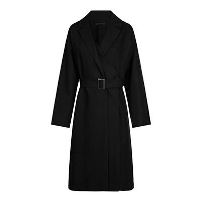 s.deer拼接收腰长款风衣