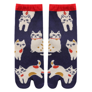 二指袜子女中筒袜春秋日式木屐袜纯棉分脚趾五指袜猪蹄鞋袜子分趾