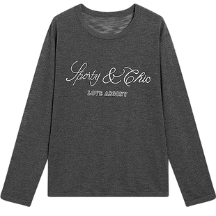 KBNE毛针织衫女装灰色竹节纱长袖上衣2025秋季新款小个子通勤罩衫