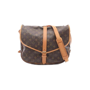 中古LV路易威登女包B级9新Saumur35双子星涂层/防水帆布斜挎包