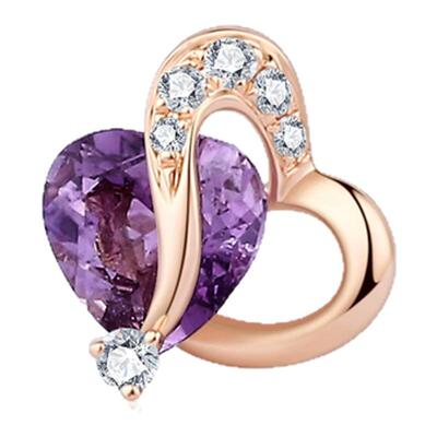 Vow心动耳钉 | 18K金·天然钻石·心形紫水晶 | PINKYCANDY