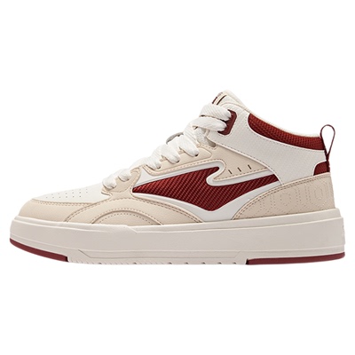 征服鸿星尔克板鞋高帮男鞋春季皮面增高潮休闲鞋学生百搭运动鞋子