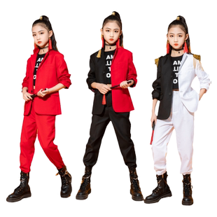 儿童西装套装架子鼓男女童班服礼服街舞爵士舞服装走秀模特演出服