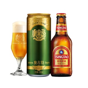 青岛啤酒小棕金啤酒258ml*12瓶青岛啤酒奥古特330ml*24听 组合