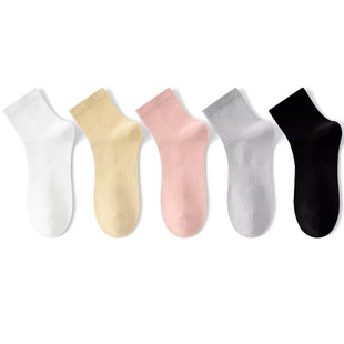副歌袜子女士秋款运动袜抗菌防臭运动防滑透气纯色百搭纯棉中筒袜