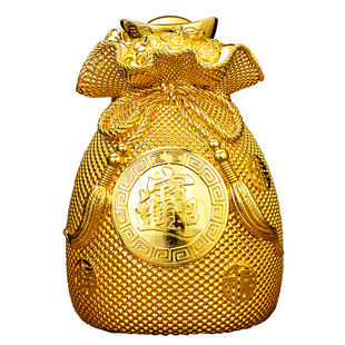2024新款金钱袋摆件聚宝盆招财储钱罐开店开业礼物只进不出存钱罐