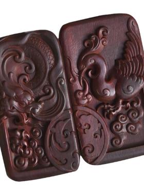 印度小叶紫檀龙凤佩吊坠情侣一对