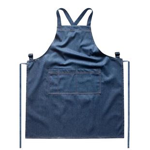 简约交叉背带牛仔围裙定制logo印字餐饮烘焙绘画厨房成人工作服
