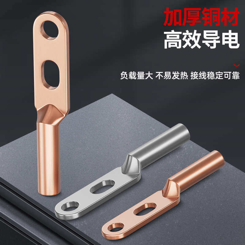 DTS双孔铜鼻子冷压铜接头铜线耳双眼铜接线端子国标A级镀锡120