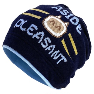 男童毛线堆堆帽儿童秋冬防风护耳百搭帽针织提花中大童套头帽潮酷