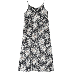 A字鱼尾大裙摆遮肉长裙子胖莹莹大码女装胖mm夏秋碎花吊带连衣裙