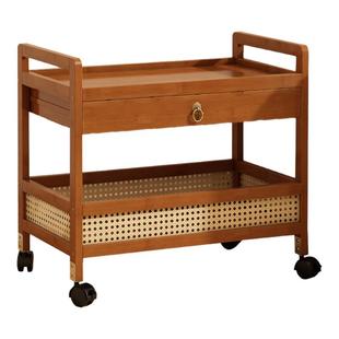 中古小推车零食收纳柜可推拉客厅餐厅沙发边几茶几可移动置物架子