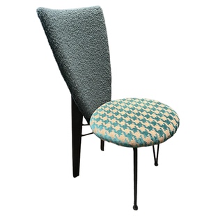 Slow Living 北欧艺术中古创意千鸟格餐椅简约侘寂风靠背实木餐椅