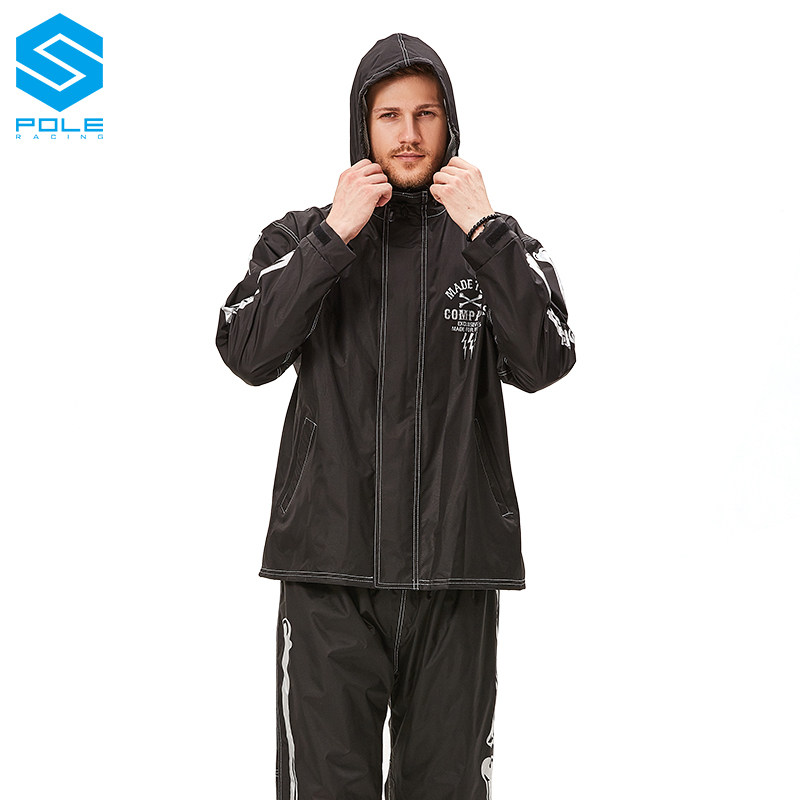 pole个性骷髅摩托车套装雨衣雨裤电动机车户外骑行雨披男女摩旅