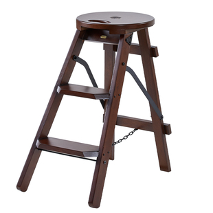 那澜多好折叠木梯凳家用实木两用登高多功能三步人字梯梯子置物架