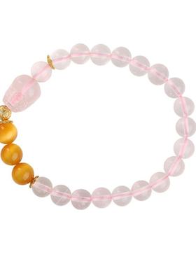 吉饰坊财迎桃花闪光猫眼金虎眼星光六芒星粉晶手链貔貅水晶手串