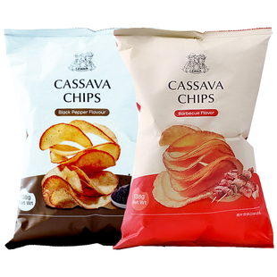 印尼进口莱纳木薯片烧烤味黑胡椒味膨化零食网红休闲小吃袋装138g