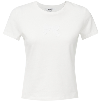 ONLY立体蝴蝶结收腰短款正肩T恤