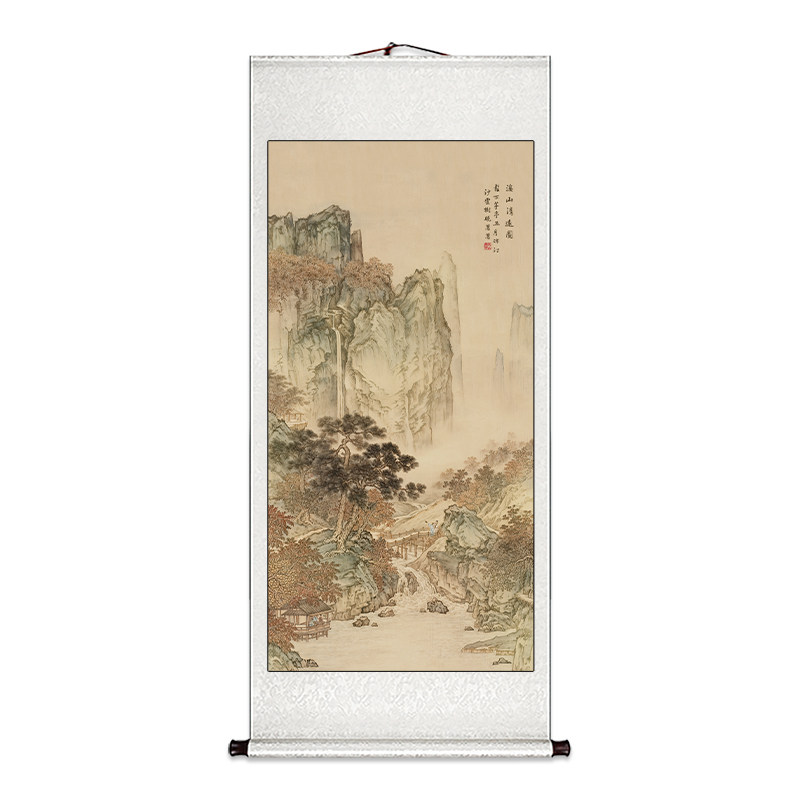 宋氏美学玄关装饰画办公室茶室仿古山水画卷轴挂画国画背景墙壁画