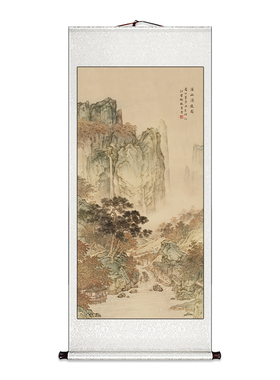 宋氏美学玄关装饰画办公室茶室仿古山水画卷轴挂画国画背景墙壁画