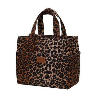 新款加厚布包豹纹大容量手提包多口袋上班通勤饭盒袋杂物外出妈咪