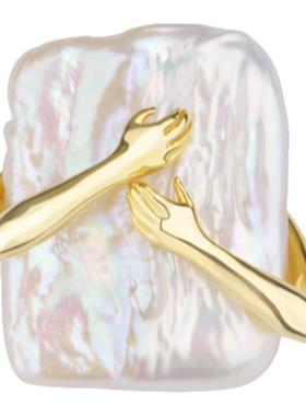 leclic拥抱系列hug拥抱珍珠戒指情人周年礼物原创人体艺术