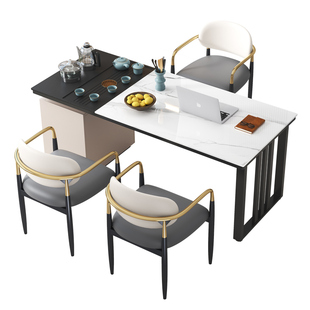 岩板茶桌椅组合实木茶几现代简约家用轻奢茶台阳台烧水泡茶一体桌