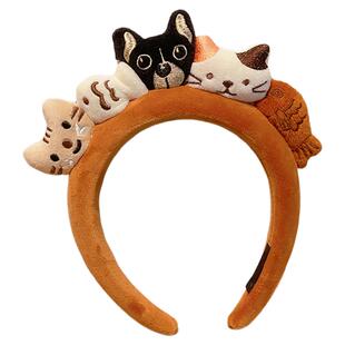 宝宝卡通毛绒搞怪发箍女童可爱小狗头箍2025新款小女孩不勒头发饰