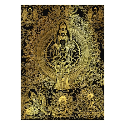 千手观音佛像唐卡描金画稿diy