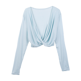 奔跑吧卡卡长袖上衣运动瑜伽服宽松交叉套头罩衫健身跑步秋冬T恤