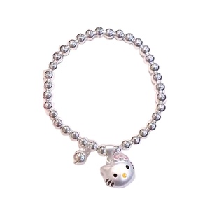 香港正生纯银s925时尚亲子款kt手链女简约百搭光珠铃铛手串送女友