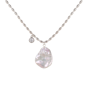 JUNJUN 原创设计小众高级感天然巴洛克花瓣珍珠925纯银项链锁骨链