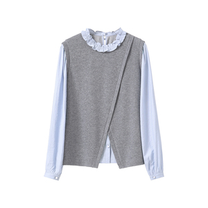 李子木先生休闲花边领衬衫女2026春季新款叠穿减龄洋气假两件上衣