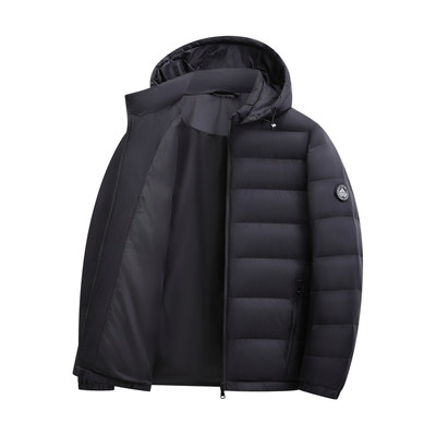 鸭鸭轻薄男装连帽羽绒服短款外套