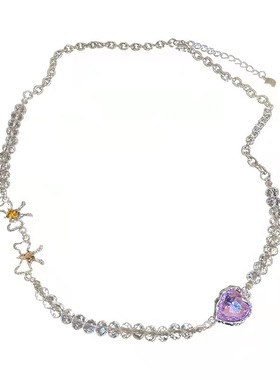 钛钢不掉色纯欲风爱心蝴蝶项链女