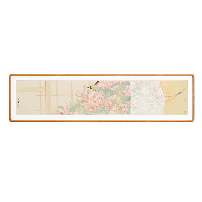 卧室床头横版细长条花鸟挂画