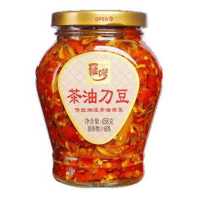 湖南农家手工刀豆剁辣椒腌制咸菜