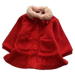 英国原单大牌 金丝貂绒秋冬女童夹棉红色外套 公主风棉衣棉服大衣