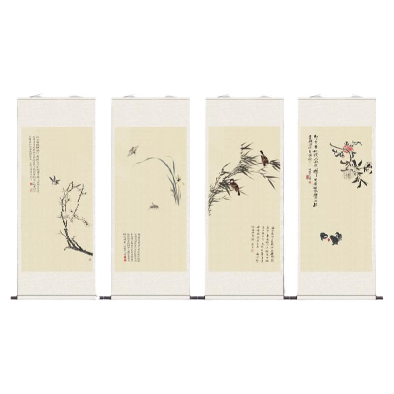 梅兰竹菊挂画水墨装饰画