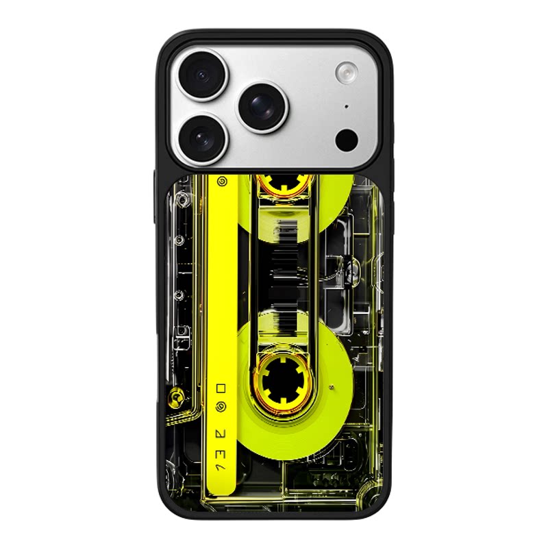 荧光黄透明磁带机械齿轮机能风适用于苹果17promax新款手机壳iPhone air/16pro/15plus14玻璃13pro手机套冰感