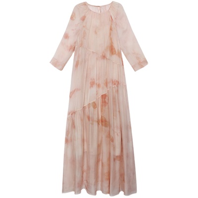 桑蚕丝2023连衣裙原创设计半圆