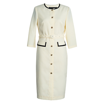 罗衣知性七分袖系带包臀连衣裙