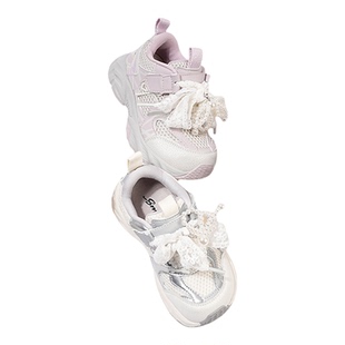 书萌儿童运动鞋女款2026春季新款中大童网面透气老爹鞋女童公主鞋