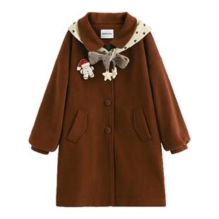 森女部落复古风宽松毛呢外套女2026新款设计感百搭中长款大衣冬季