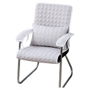 办公室椅子坐垫久坐通用电脑椅子垫带扶手靠背一体棉麻办公椅套罩