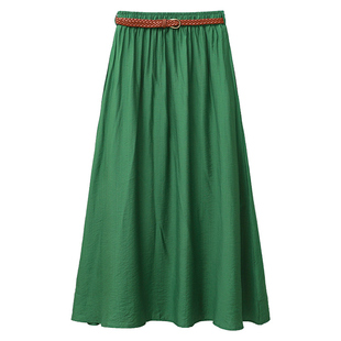 高级感复古天丝棉麻双插兜大摆裙女2026春新款A字垂感中长半身裙