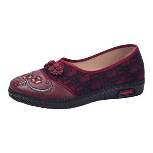 老北京布鞋春秋女款透气单鞋老年人软底舒适老太太防滑绣花奶奶鞋