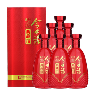 今世缘典藏10年喜气白酒烫金瓶标