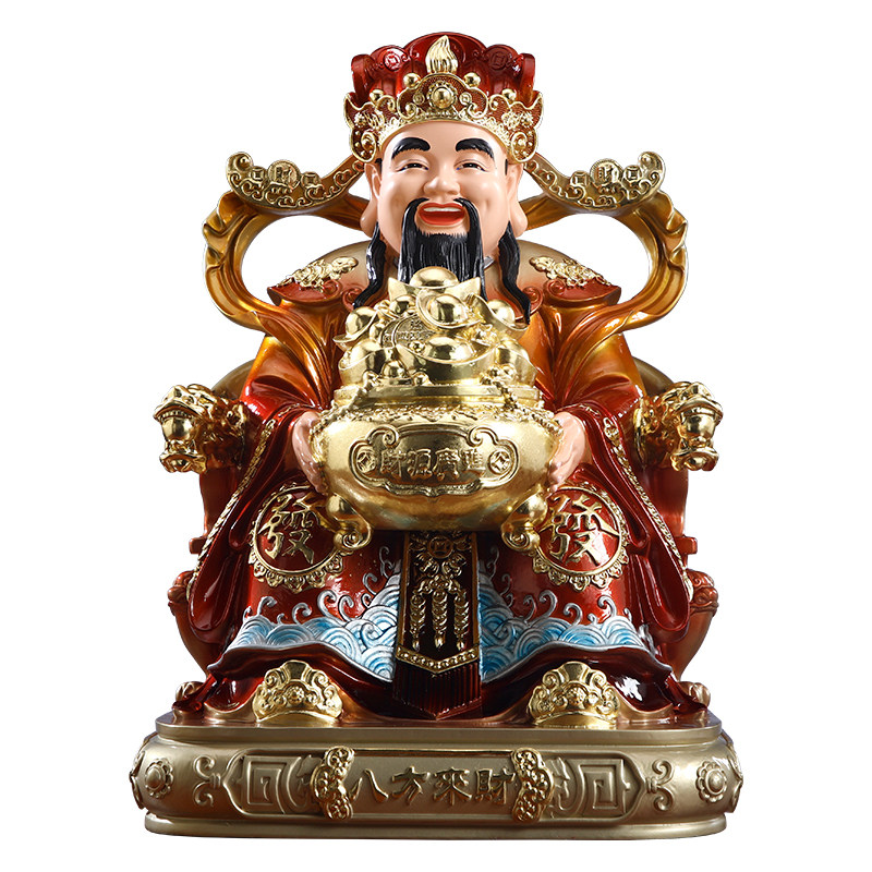 聚宝财神爷佛像家用供奉招财店铺公司开业树脂八方来财财神像摆件
