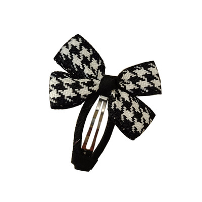 豆妈家韩式黑白千鸟格BB夹发卡